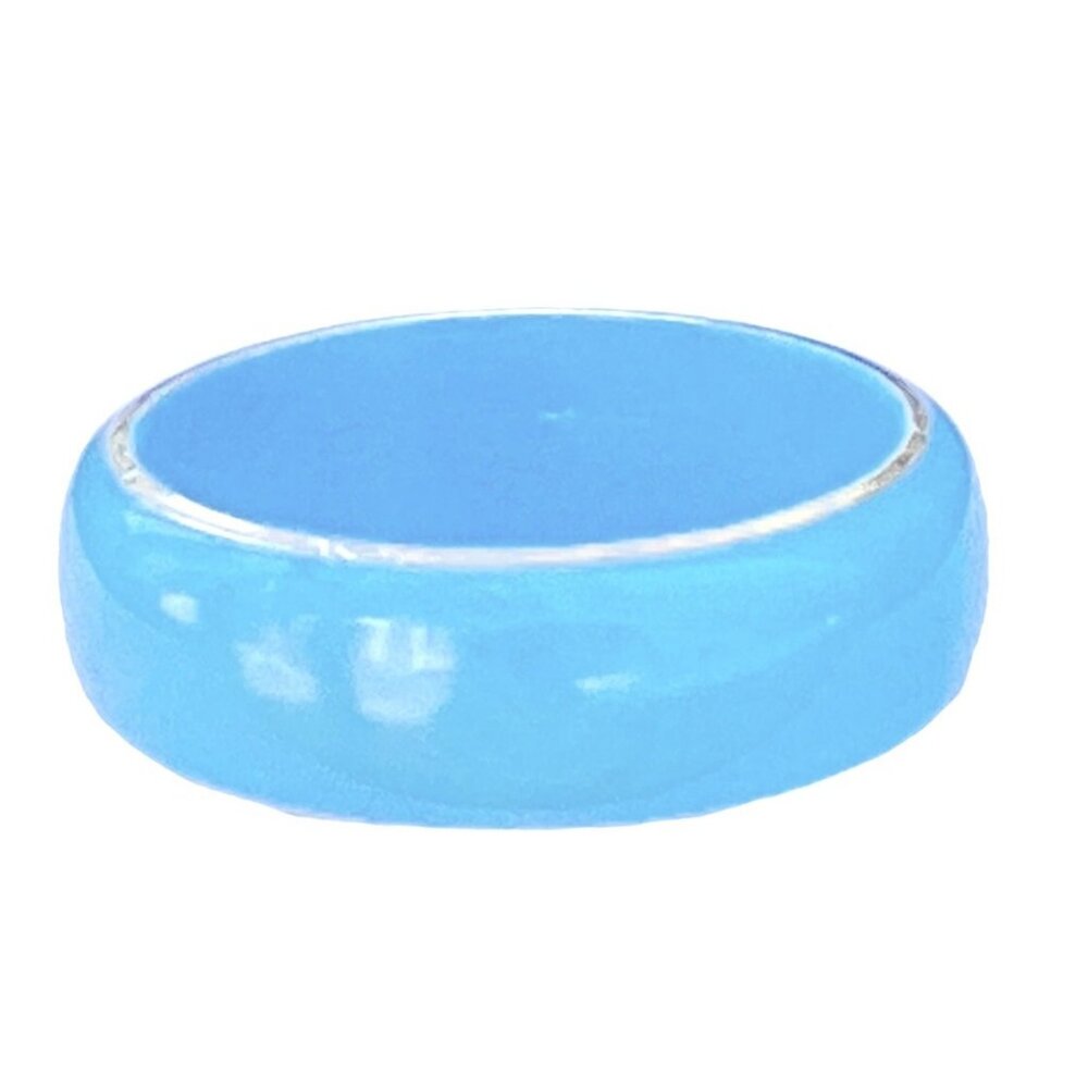 Vintage Chunky Y2K Turquoise Blue Lucite Bangle Bracelet with Gold Tome Edging - Picture 3 of 5
